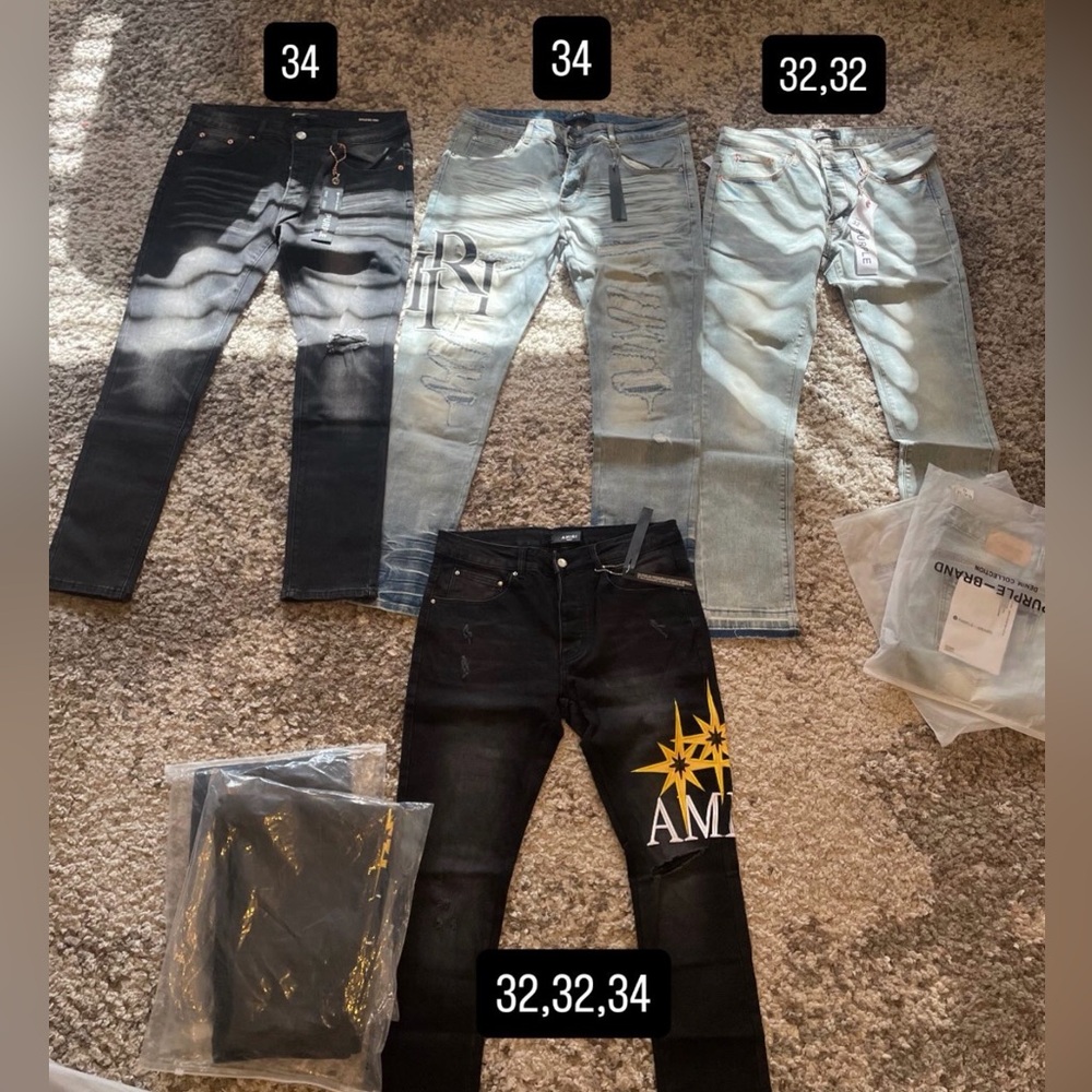 AMIRI Men's Jeans in Black, Light Blue, and Blue